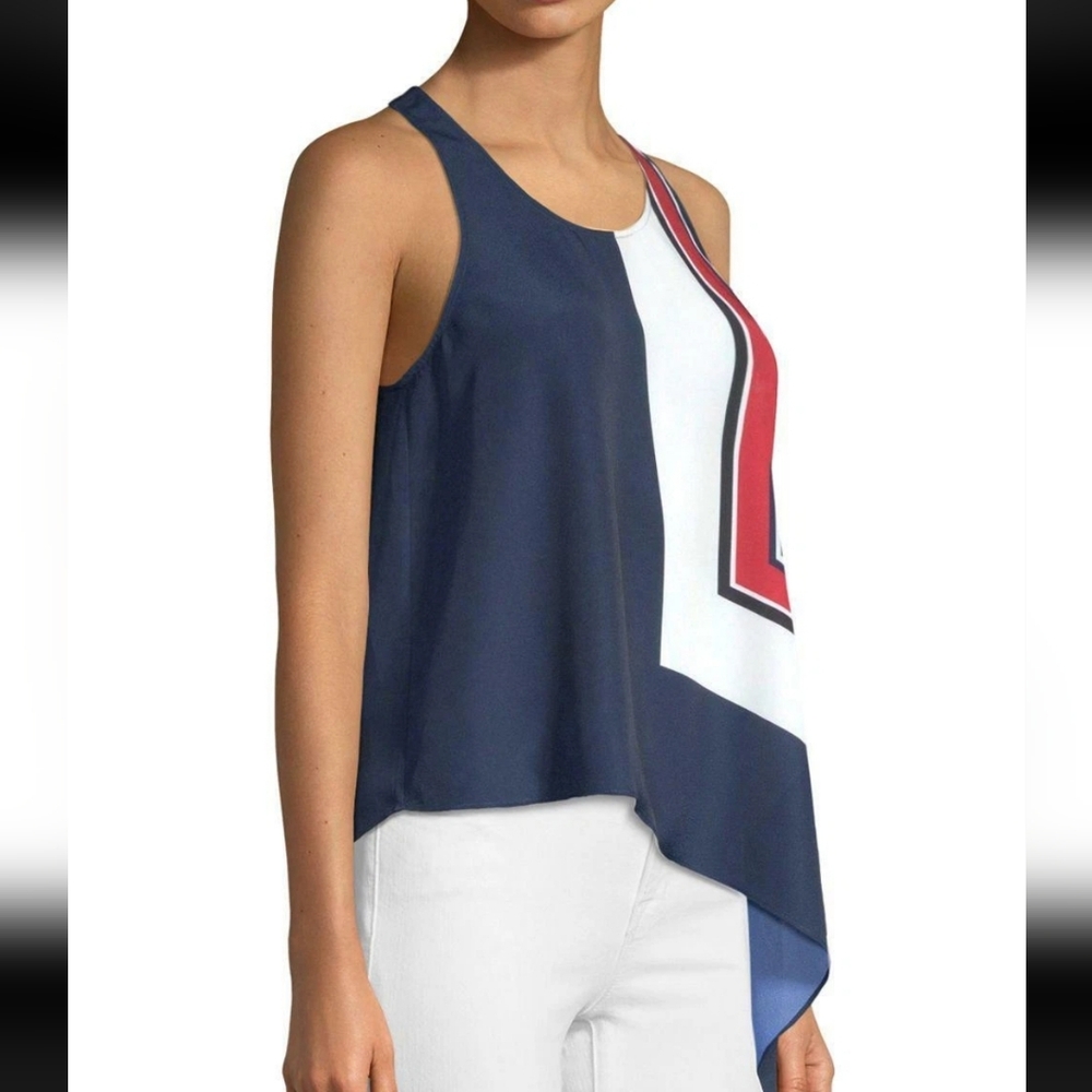Joie Navy and White Asymmetrical Tank Top Sz Small